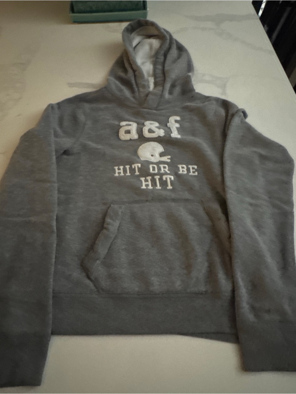 abercrombie kids Gray Hooded Sweatshirt with White Logo